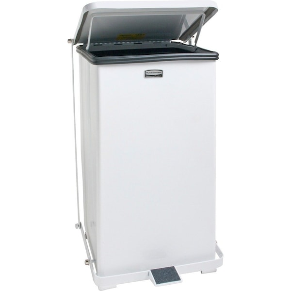 Steel Step Waste Receptacle, 6.5 Gallon, 12x12x23, White